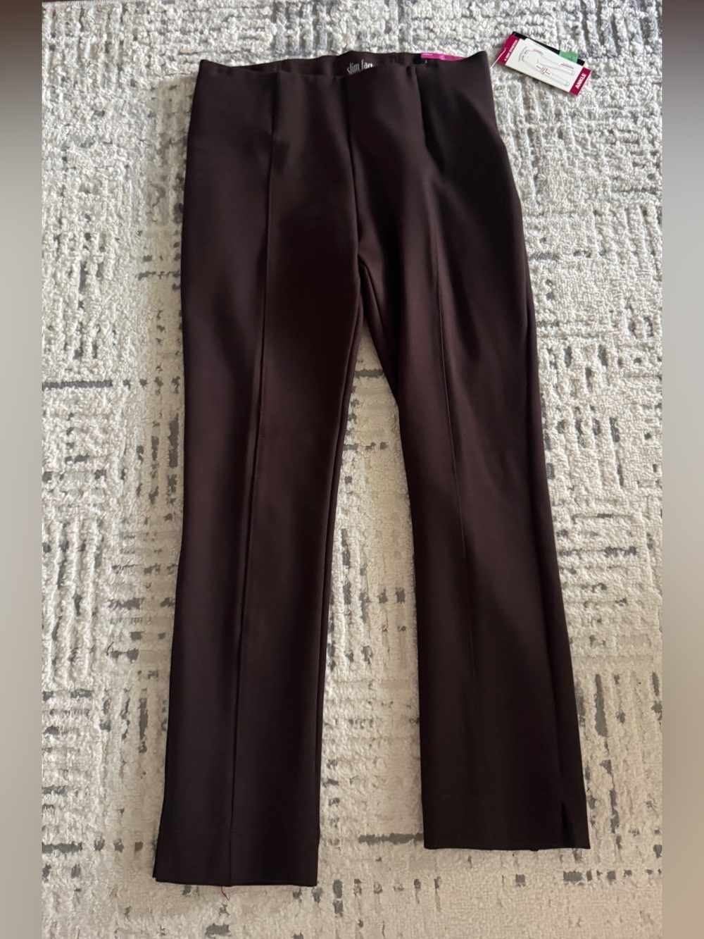 NWT Investments Slim Factor Brown Ponte Ankle Skinny Pants M $59